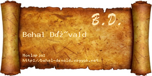 Behal Dévald névjegykártya