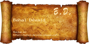 Behal Dévald névjegykártya
