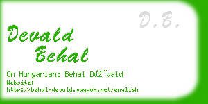 devald behal business card